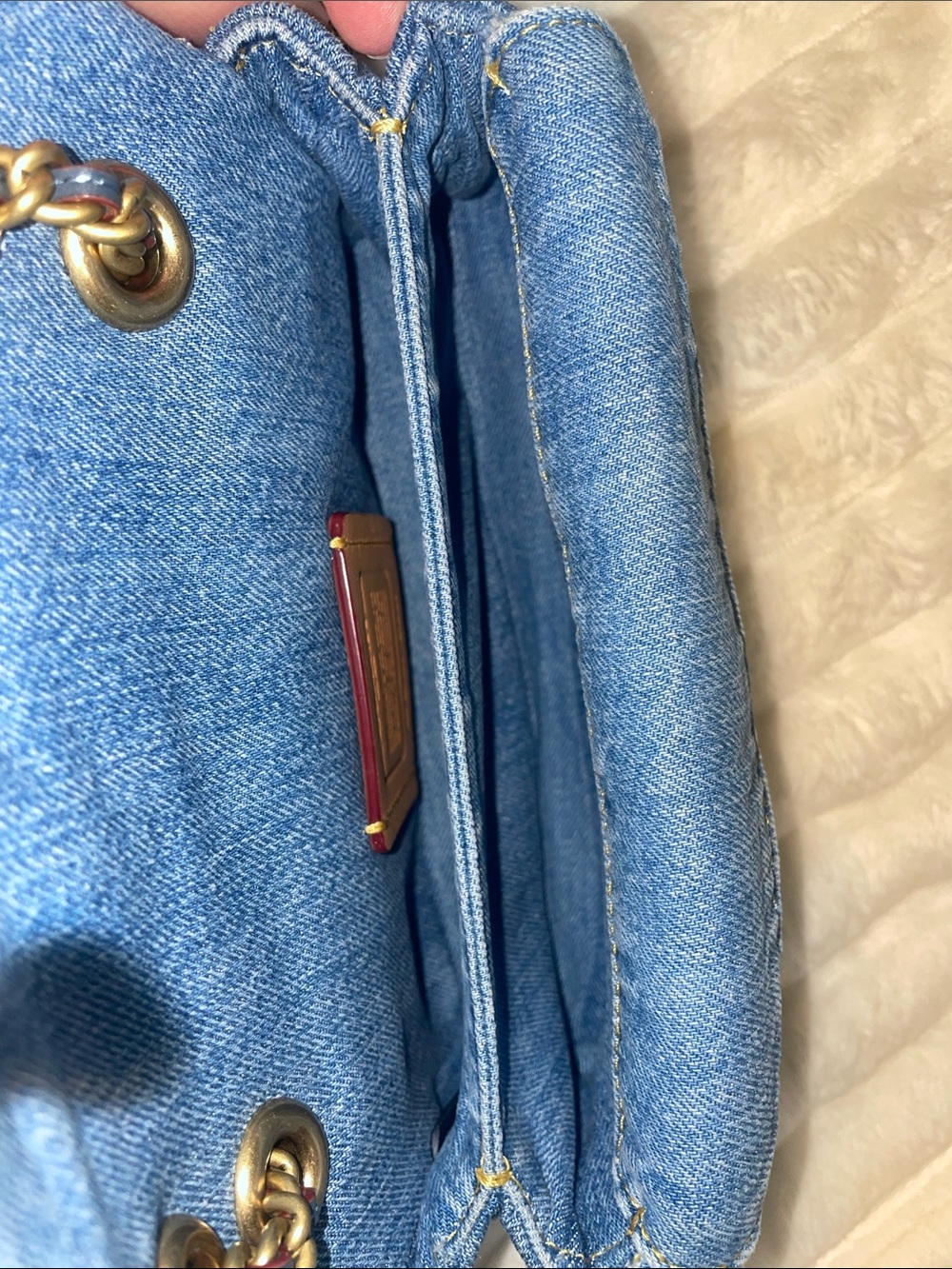 New W/O Tag Coach Blue Quilted Tabby 20 Blue Indigo Denim - Picture 8 of 10